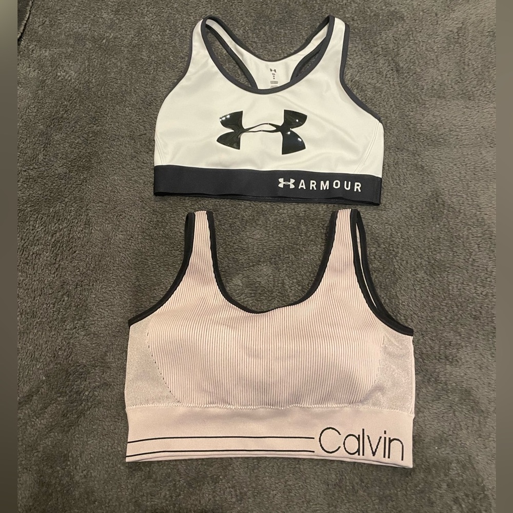 Two Sport Bras ,Underarmour and Calvin Klein